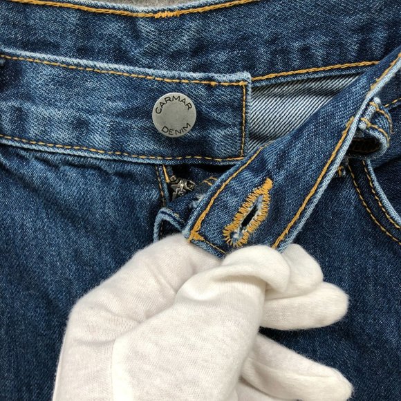 Carmar Womens Blue Distressed Wide Leg Jeans High Rise Size 29 - Picture 6 of 11